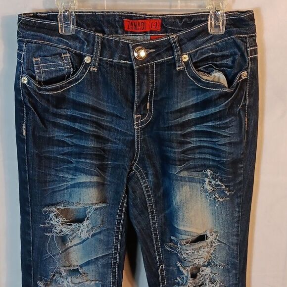Zana Di Distressed Stretch Denim Jeans - Picture 2 of 7